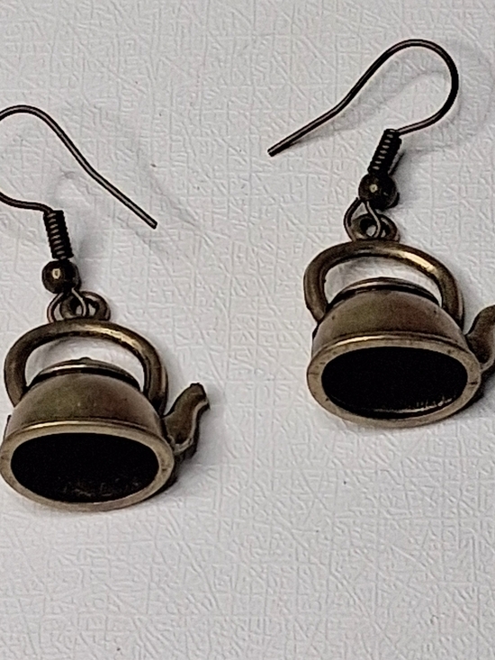 Jewelry - Antique Brass Teapot Dangle Earrings - Women Jewelry